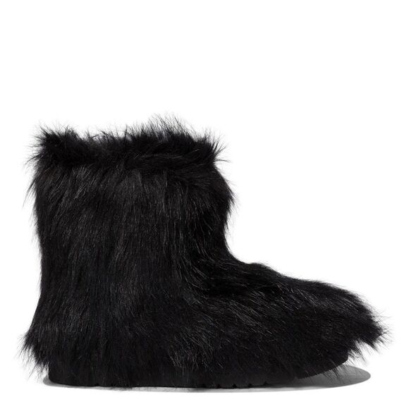 Revolve Stand Studio Olivia Black Faux Fur Ankle Boots - Picture 1 of 10